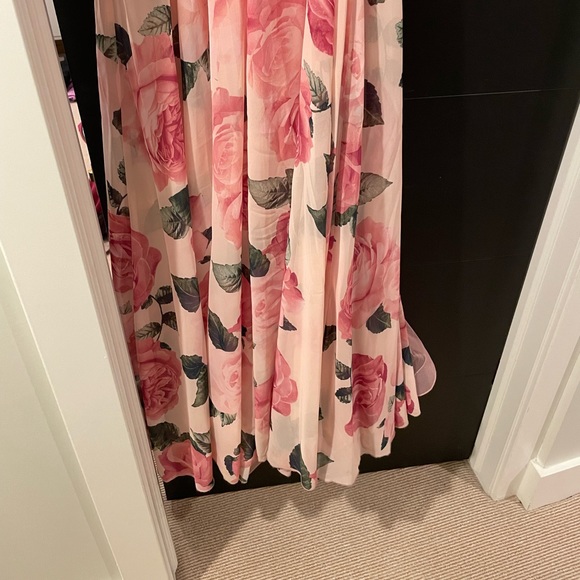 Pink Roses Maxi Prom Dress - Picture 10 of 12